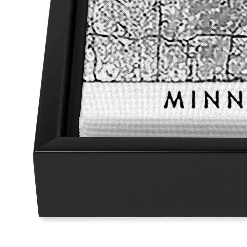 Minneapolis White Map Framed Canvas Print Gallery Image 3