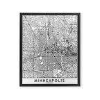 Minneapolis White Map Framed Canvas Print Gallery Image 6