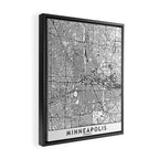 Minneapolis White Map Framed Canvas Print Gallery Image 2