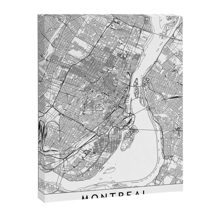 Montreal White Map Canvas Print Gallery Image 1
