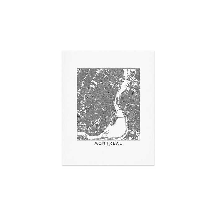 Montreal White Map Art Print Gallery Image 1