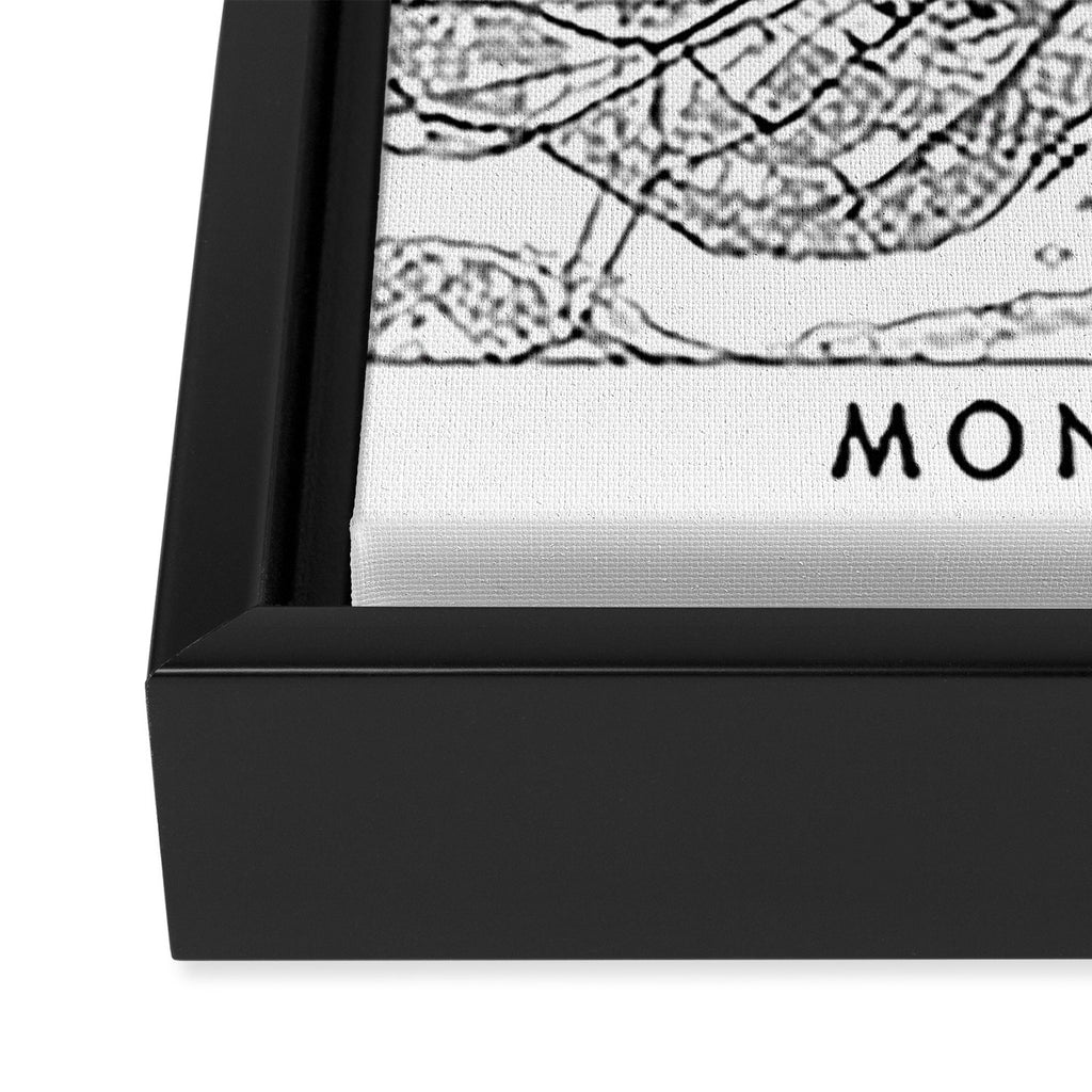 Montreal White Map Framed Canvas Print Gallery Image 3