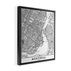 Montreal White Map Framed Canvas Print Gallery Image 2