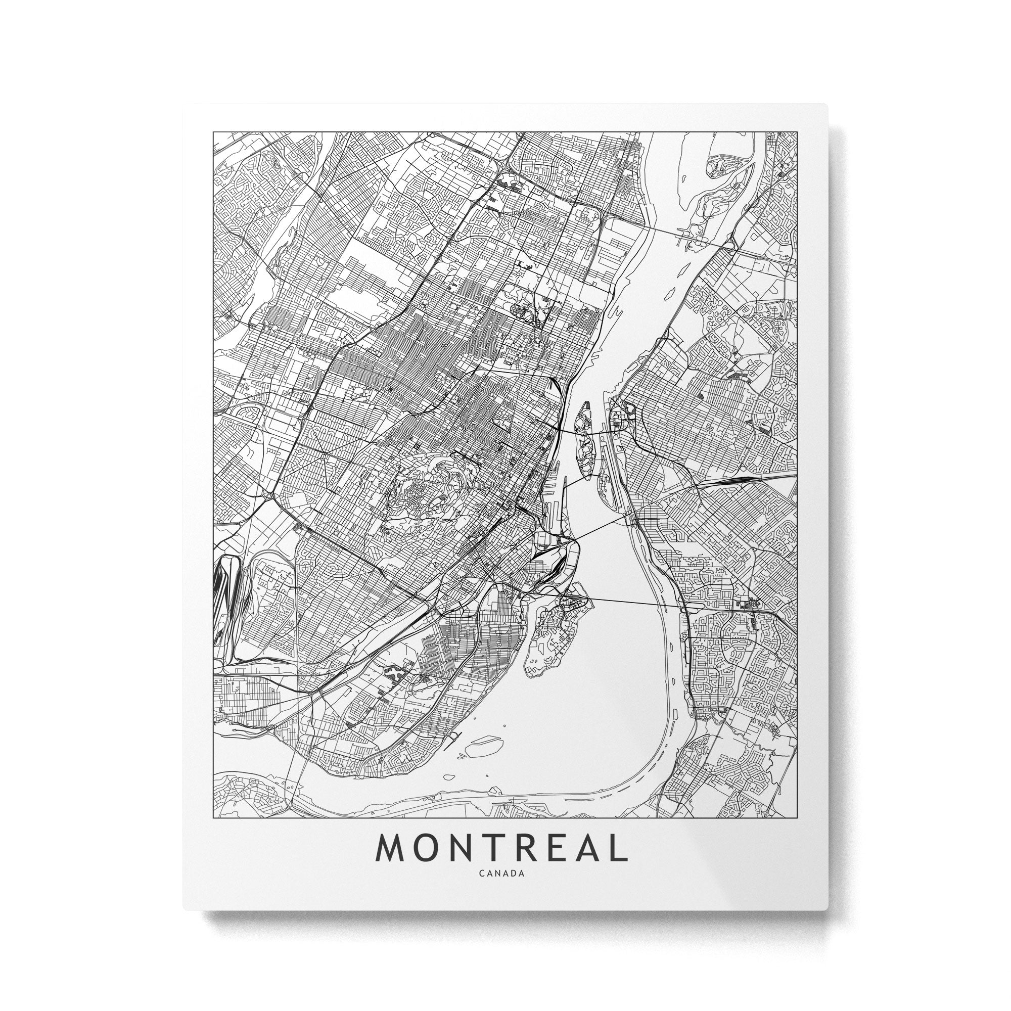 Montreal White Map Metal Print Gallery Image 4