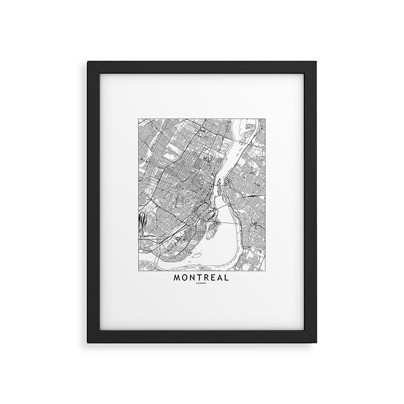 Montreal White Map Framed Art Print Gallery Image 5