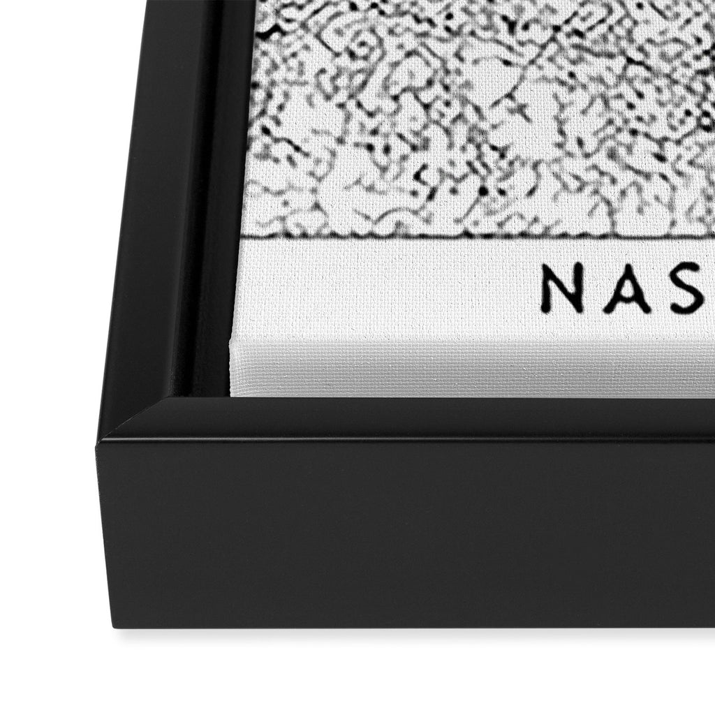 Nashville White Map Framed Canvas Print Gallery Image 3