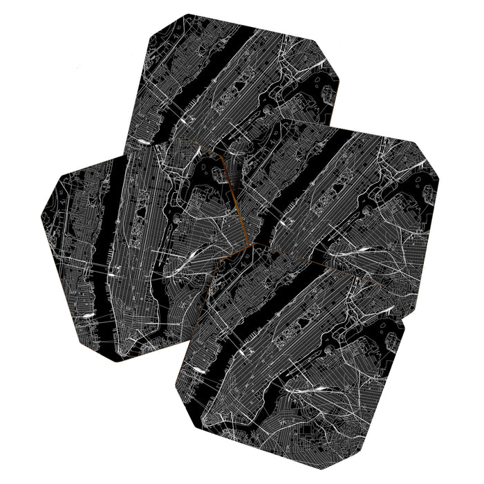 New York City Black Map Coaster Gallery Image 1