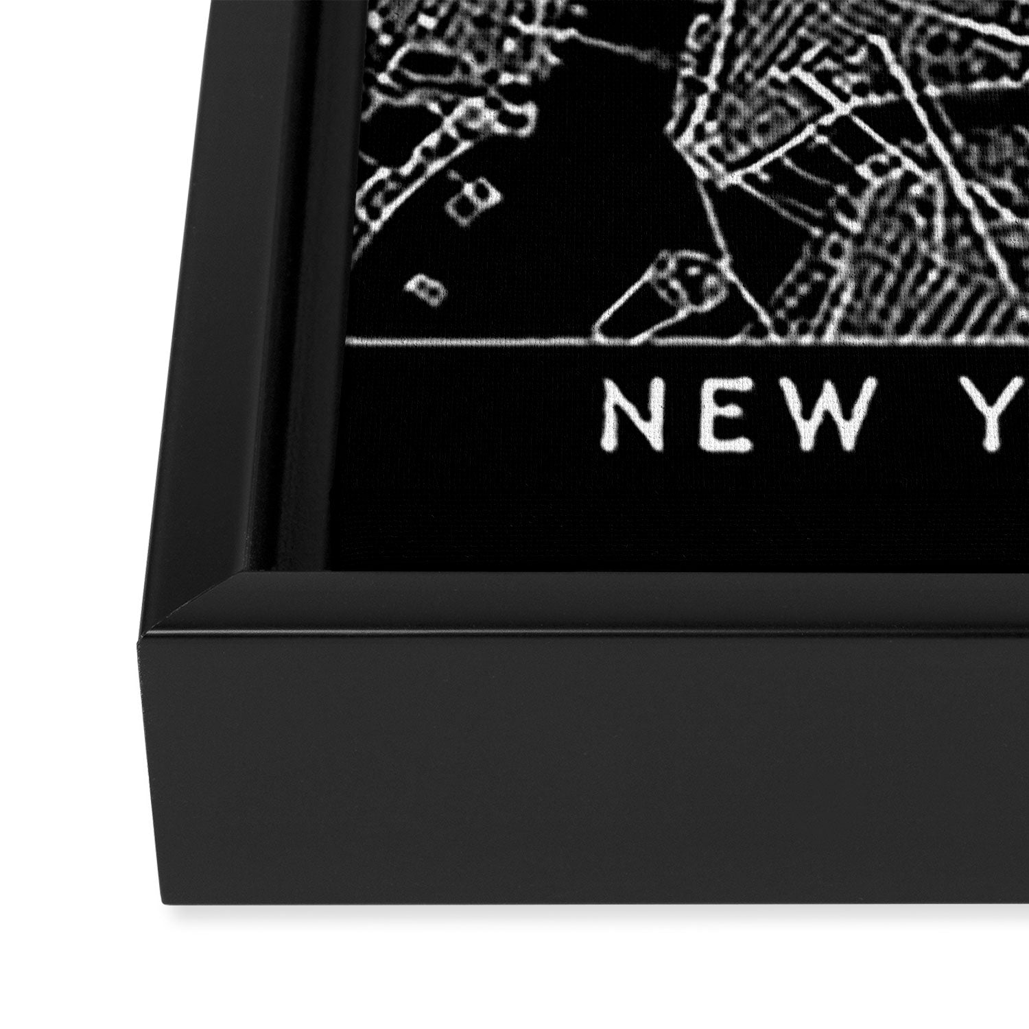 New York City Black Map Framed Canvas Print Gallery Image 3