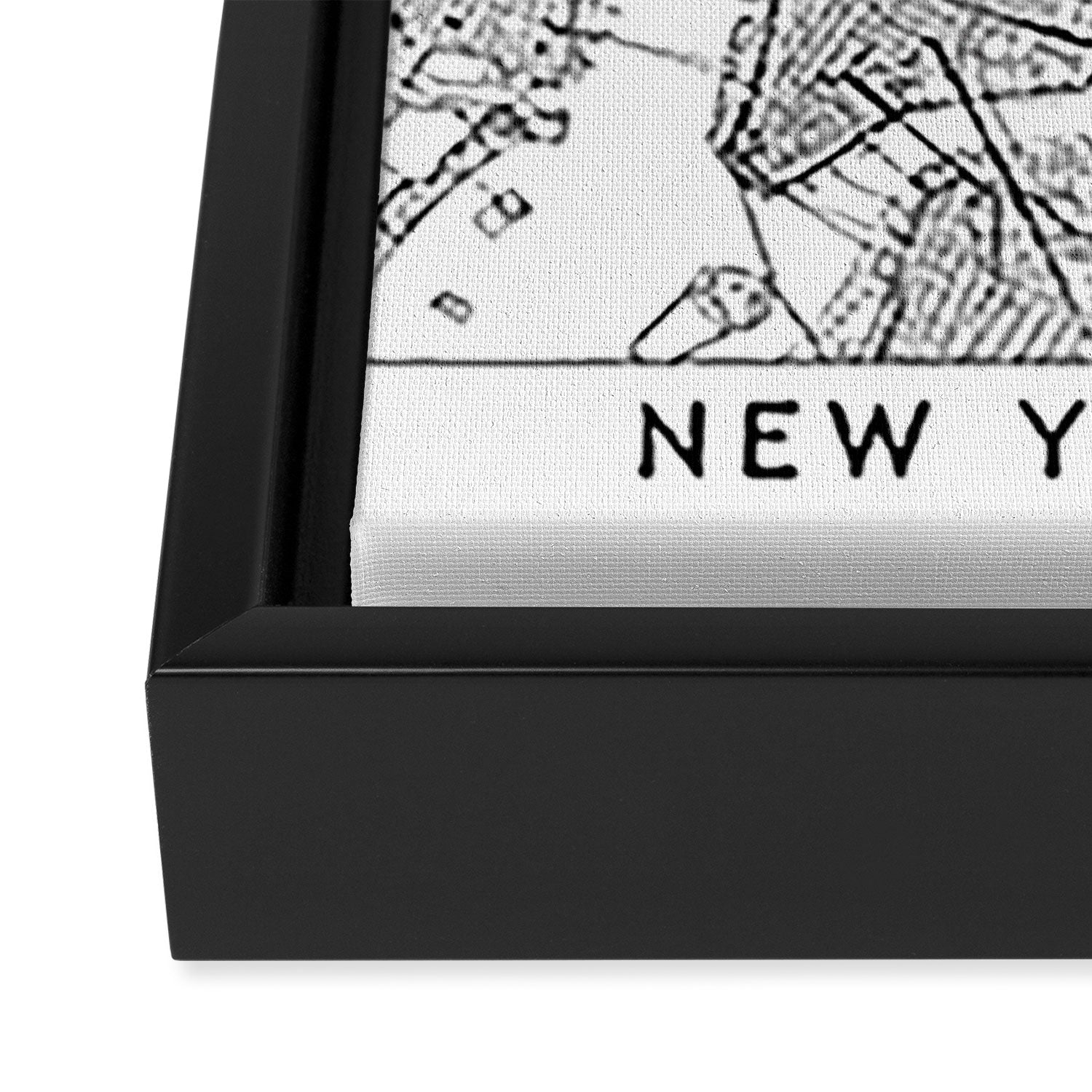 New York City White Map Framed Canvas Print Gallery Image 3