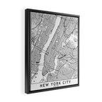 New York City White Map Framed Canvas Print Gallery Image 2