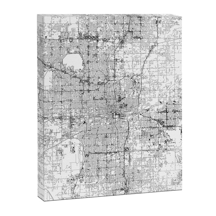 Oklahoma City White Map Canvas Print Gallery Image 1