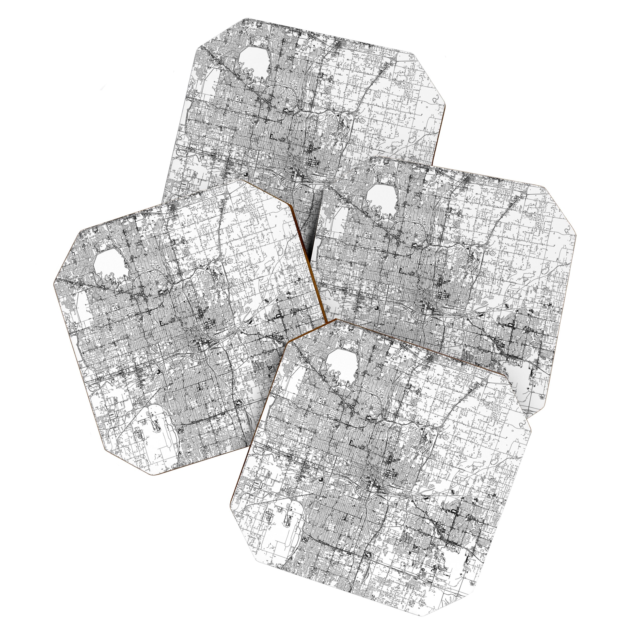 Oklahoma City White Map Coaster Gallery Image 1