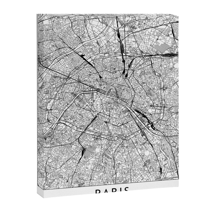 Paris White Map Canvas Print Gallery Image 1