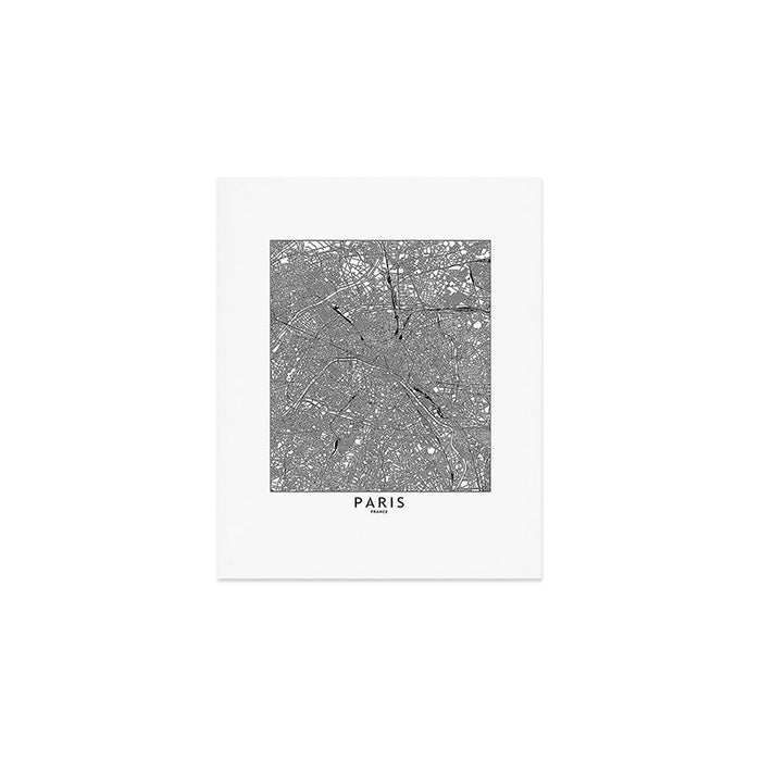 Paris White Map Art Print Gallery Image 1