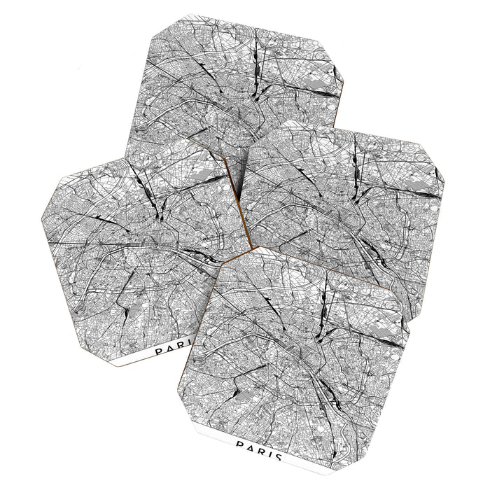 Paris White Map Coaster Gallery Image 1