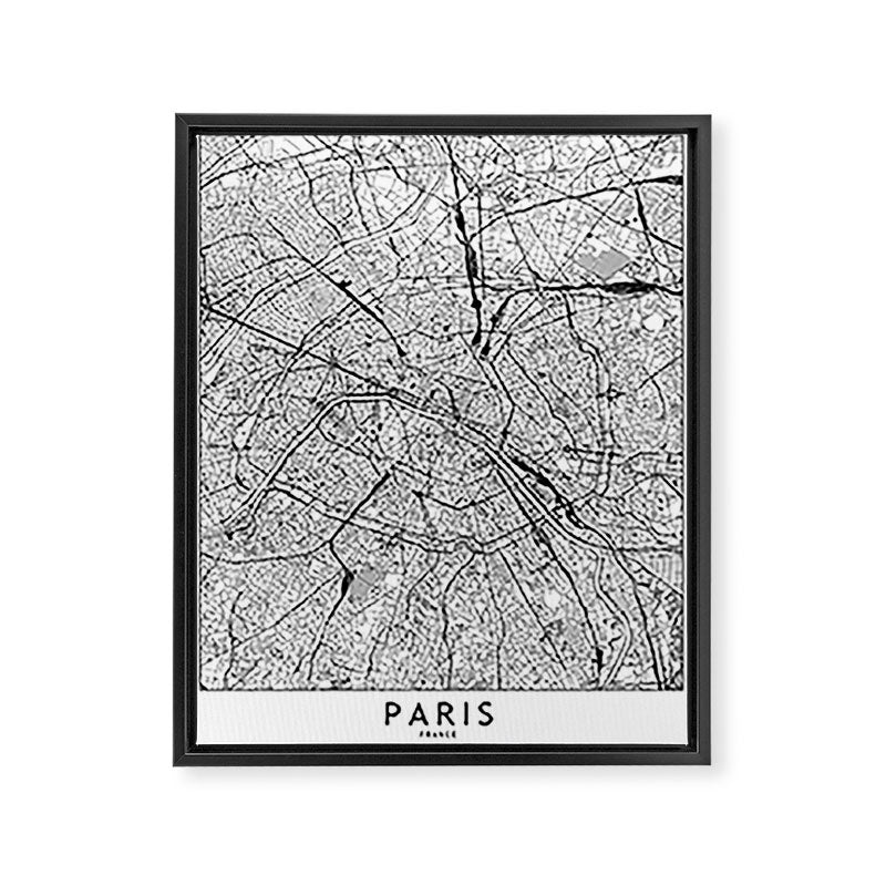 Paris White Map Framed Canvas Print Gallery Image 6