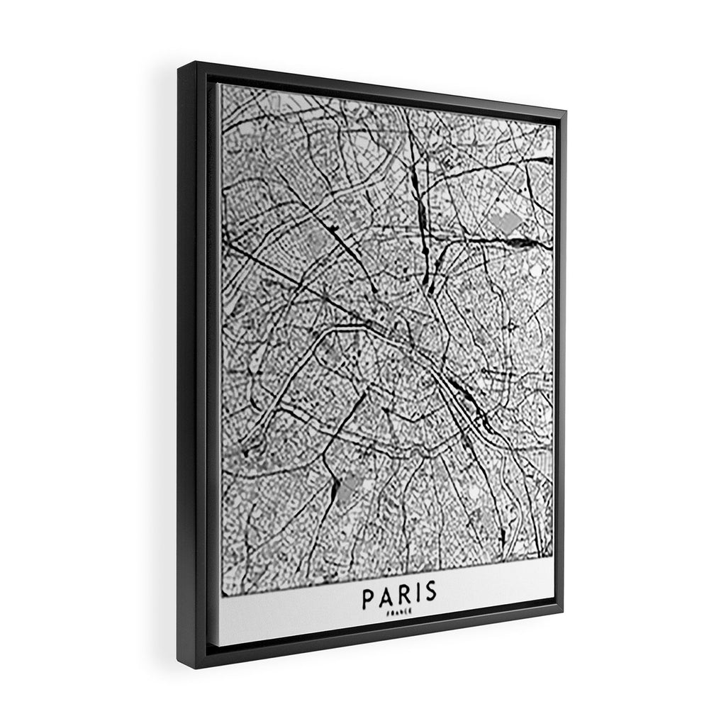Paris White Map Framed Canvas Print Gallery Image 2