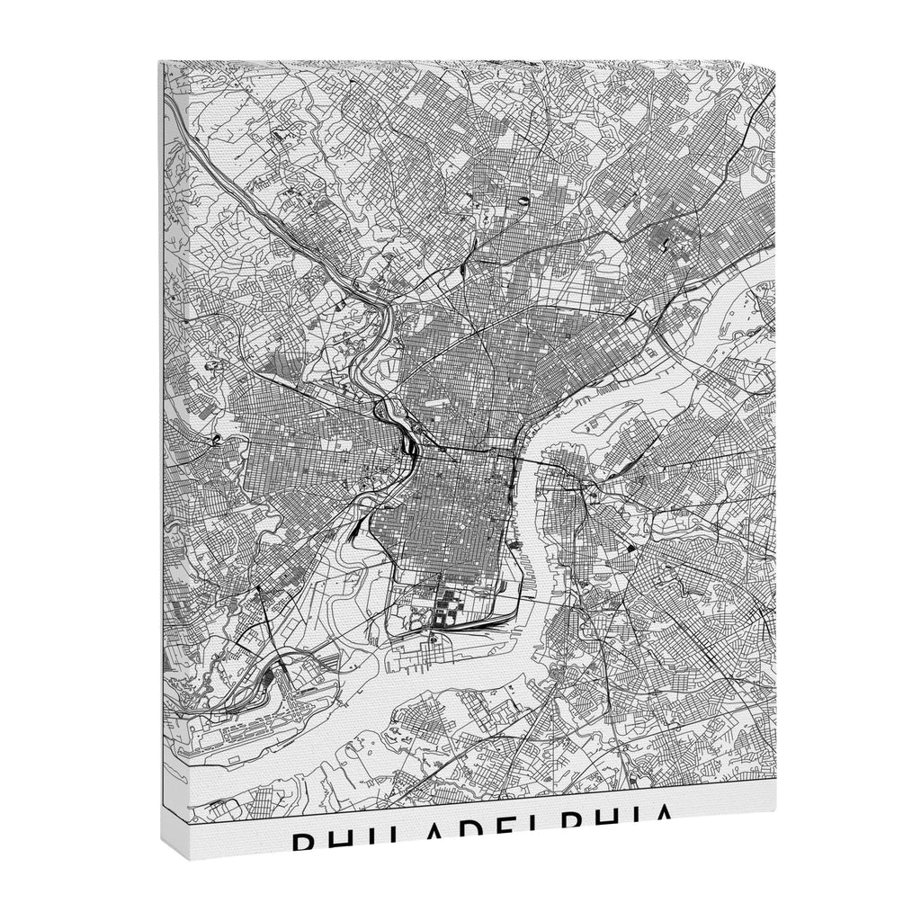 Philadelphia White Map Canvas Print Gallery Image 6