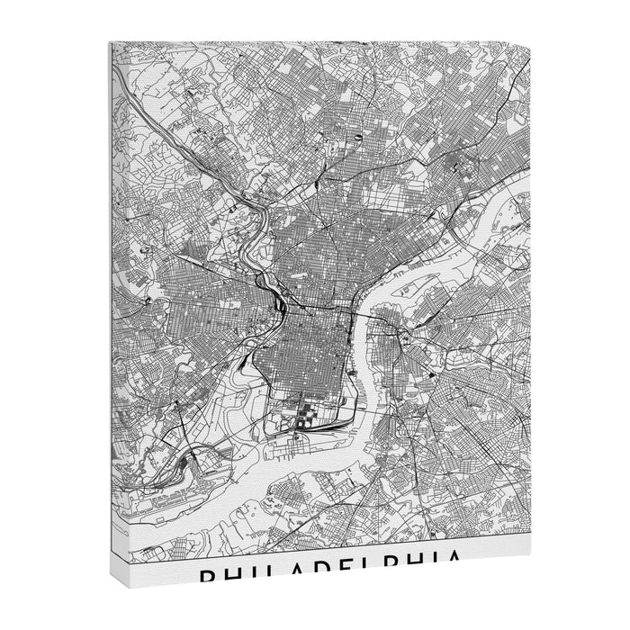 Philadelphia White Map Canvas Print Gallery Image 1