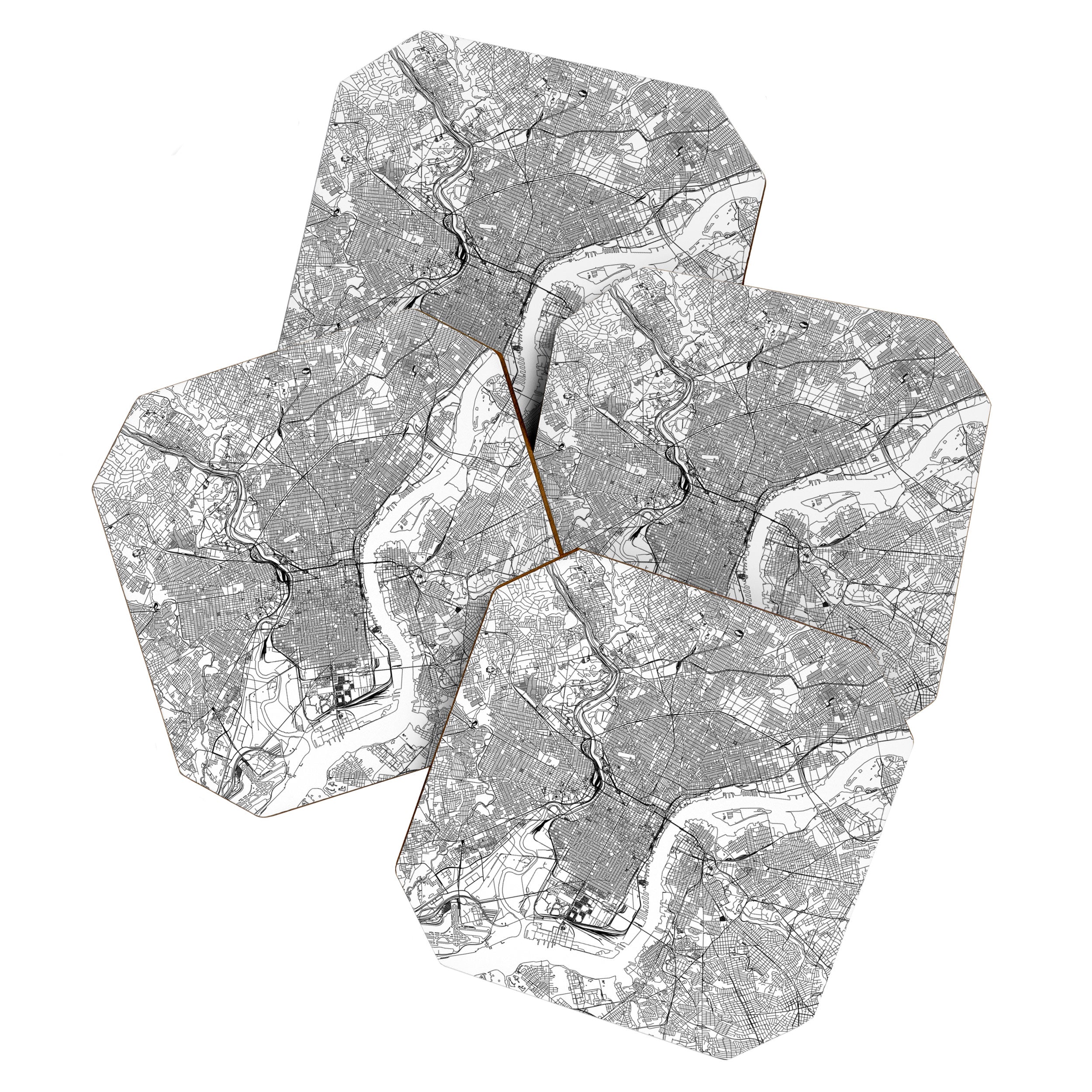 Philadelphia White Map Coaster Gallery Image 1
