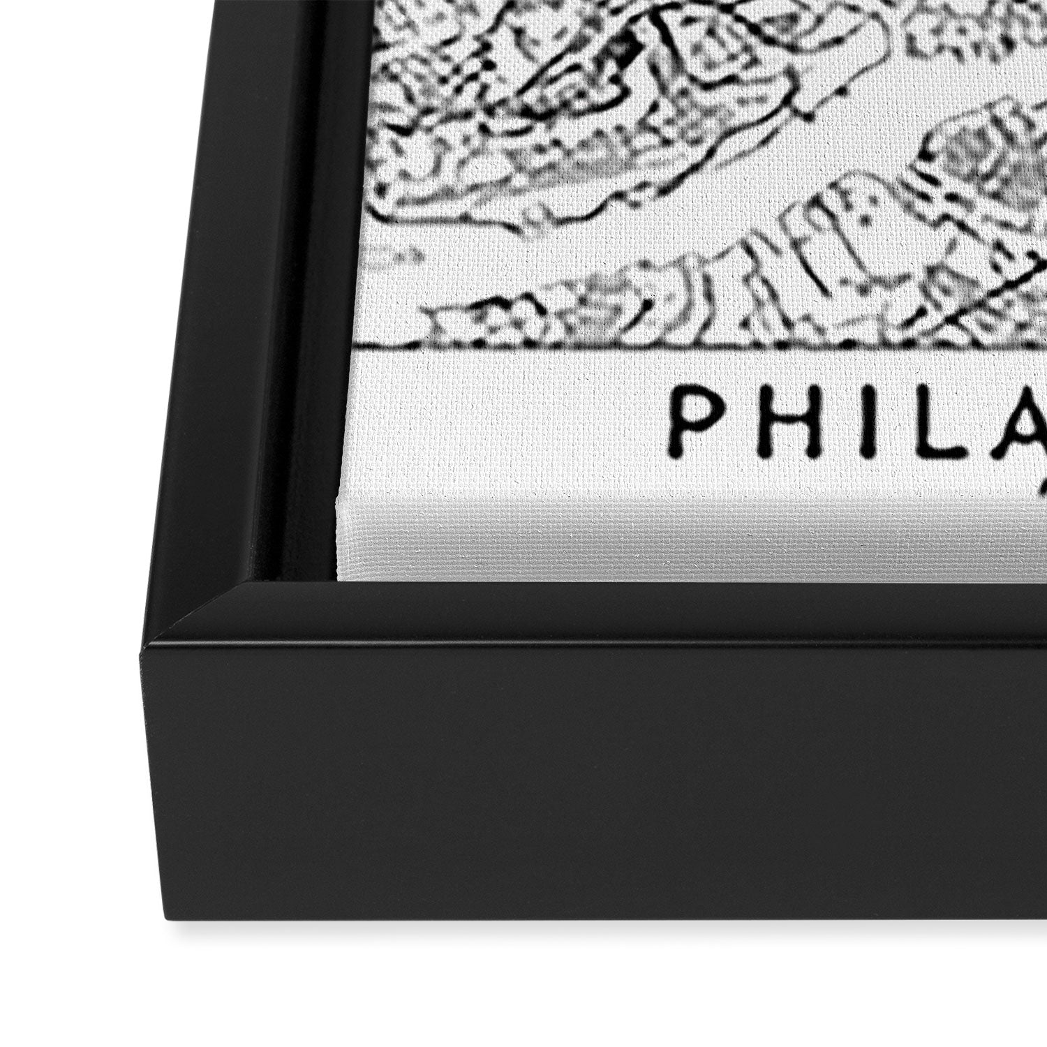 Philadelphia White Map Framed Canvas Print Gallery Image 3