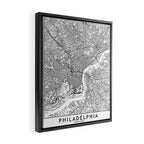 Philadelphia White Map Framed Canvas Print Gallery Image 2