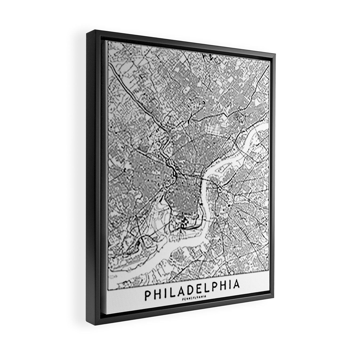 Philadelphia White Map Framed Canvas Print Gallery Image 2