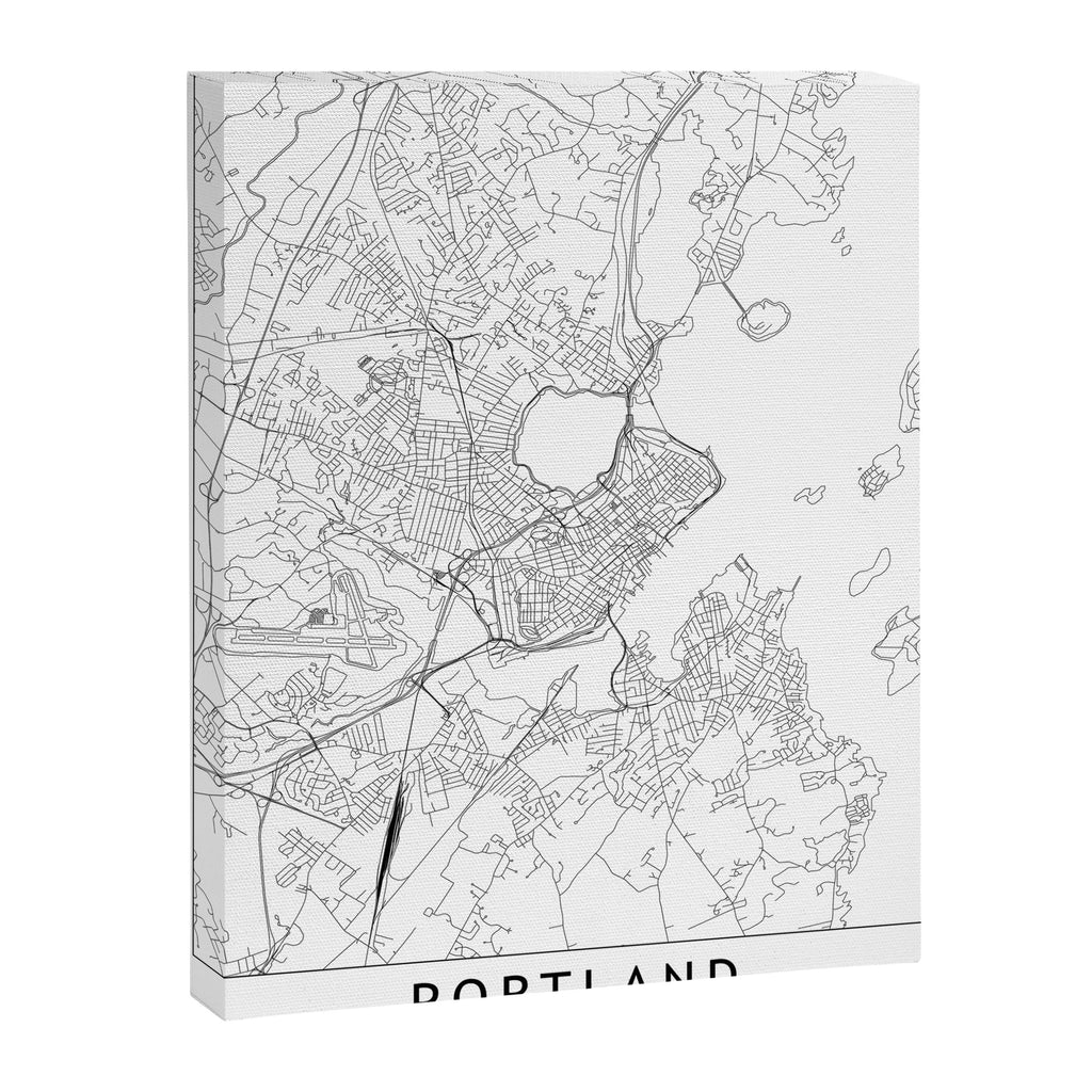 Portland Maine White Map Canvas Print Gallery Image 6