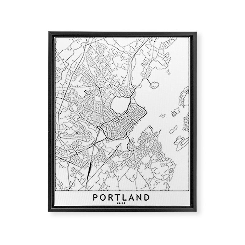 Portland Maine White Map Framed Canvas Print Gallery Image 6