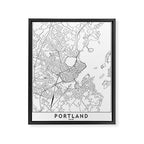 Portland Maine White Map Framed Canvas Print Gallery Image 6