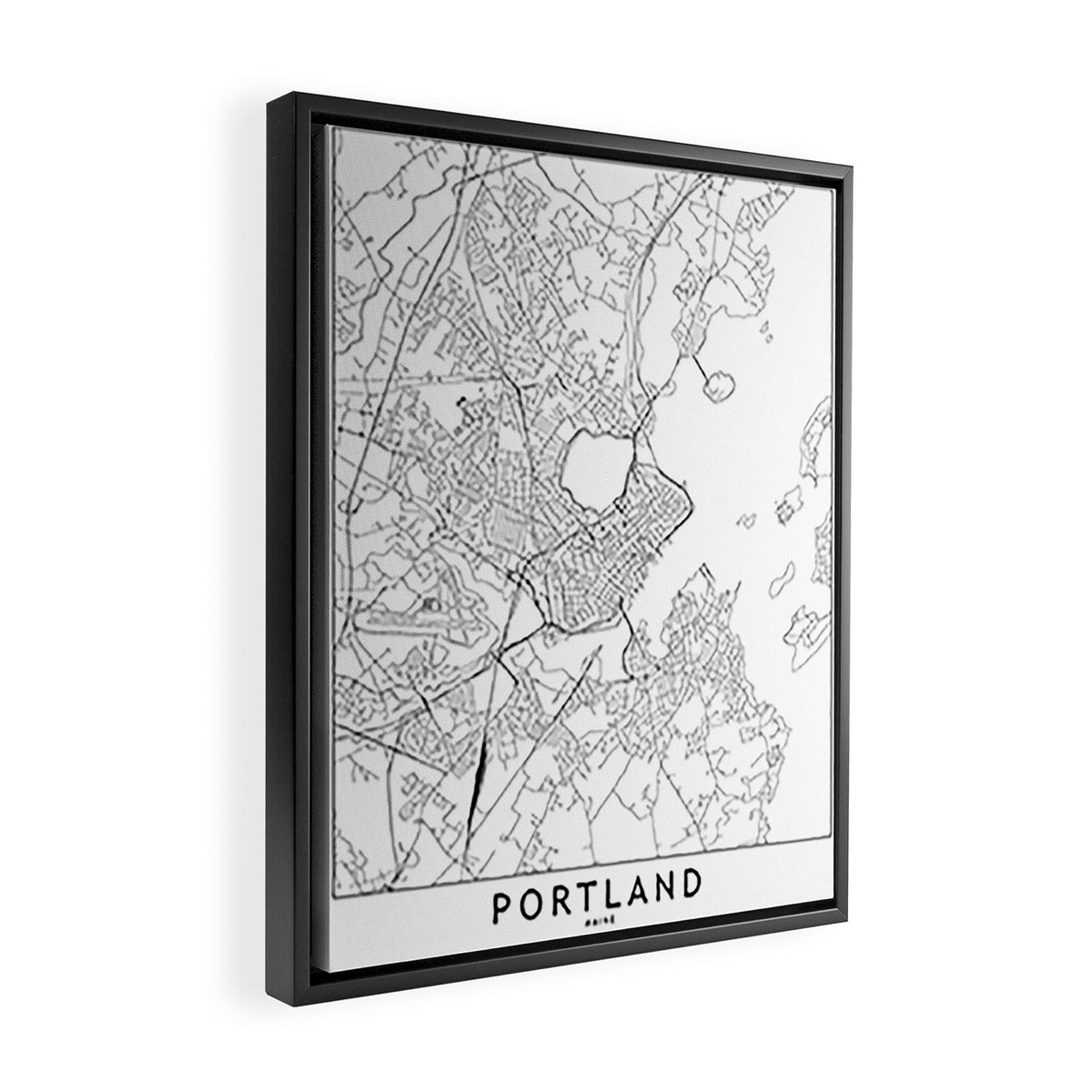 Portland Maine White Map Framed Canvas Print Gallery Image 2
