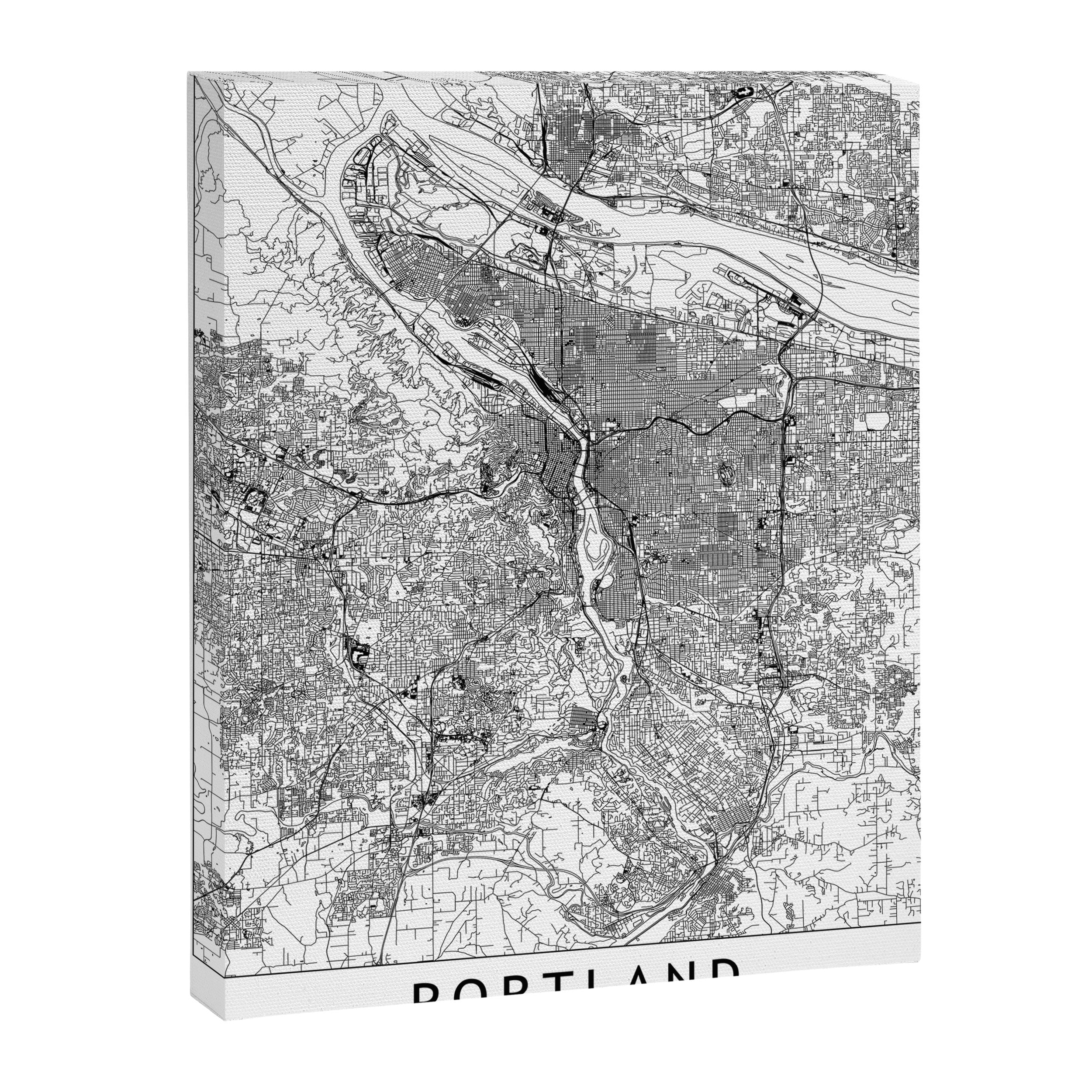 Portland White Map Canvas Print Gallery Image 6