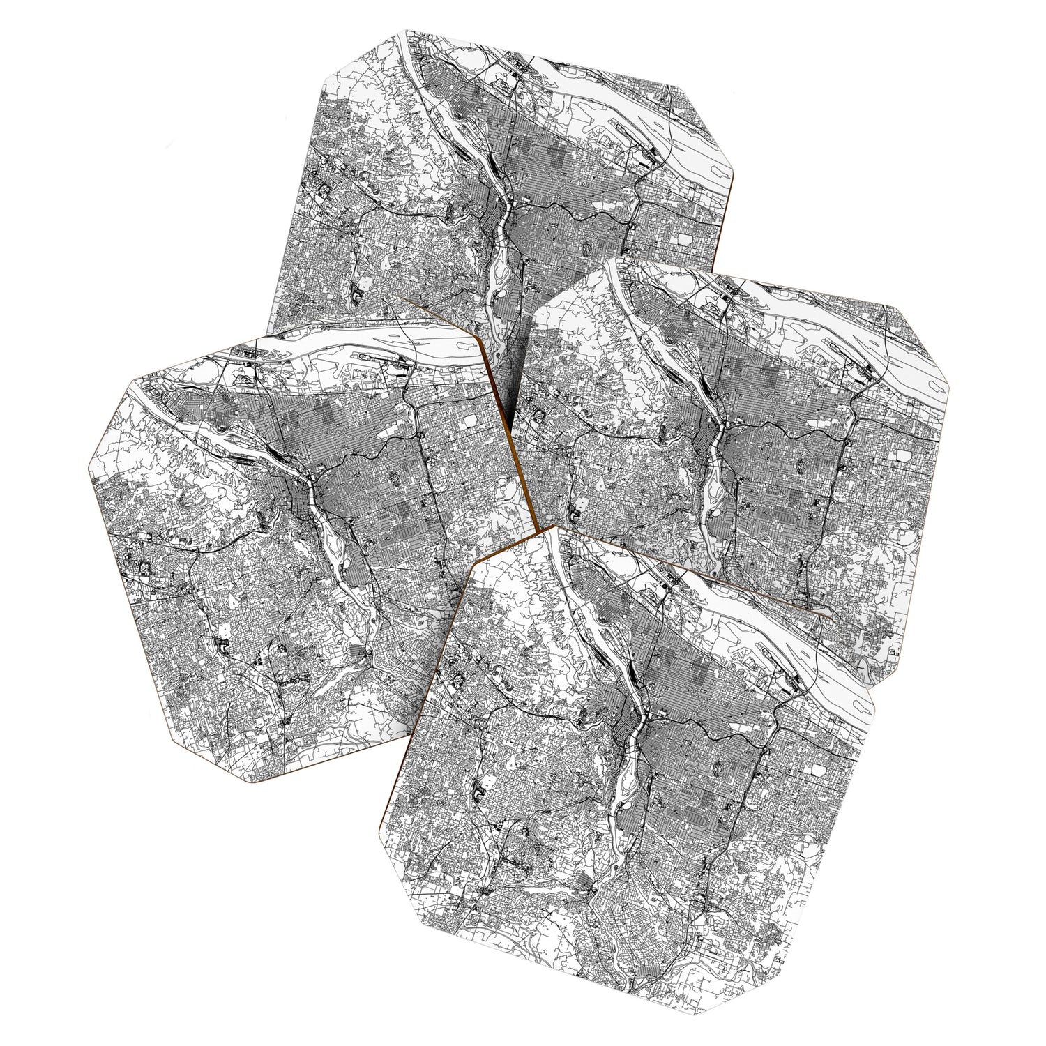 Portland White Map Coaster Gallery Image 1