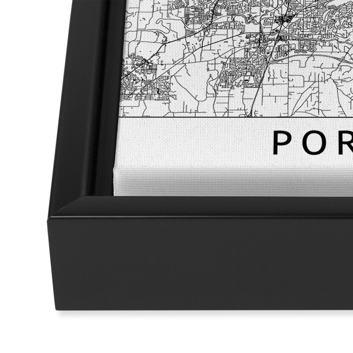 Portland White Map Framed Canvas Print Gallery Image 3