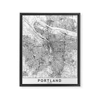 Portland White Map Framed Canvas Print Gallery Image 6