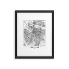 Portland White Map Framed Art Print Gallery Image 5