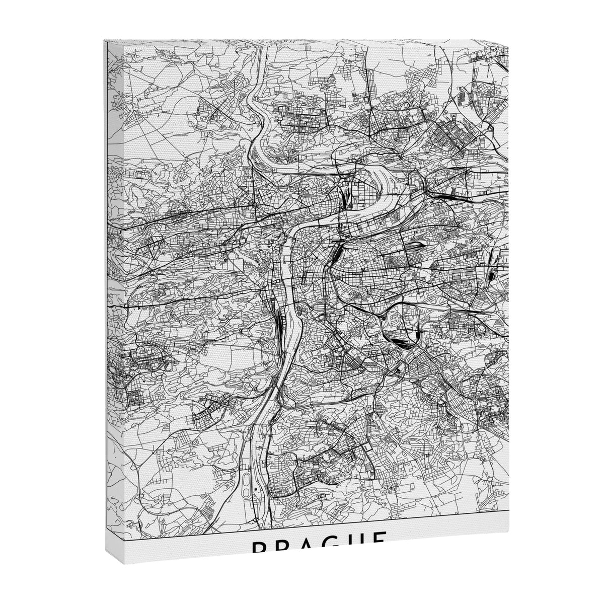 Prague White Map Canvas Print Gallery Image 6