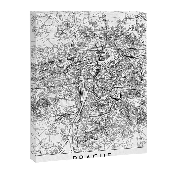 Prague White Map Canvas Print Gallery Image 1