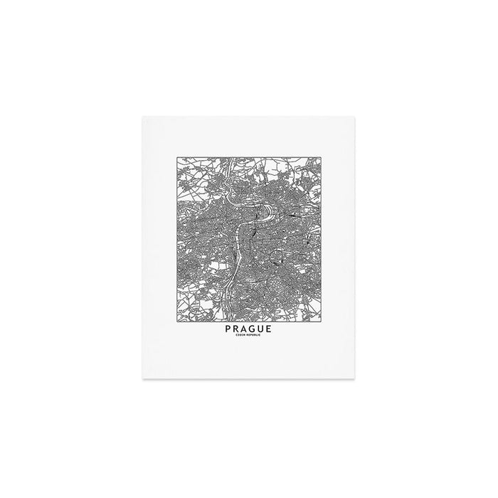 Prague White Map Art Print Gallery Image 1