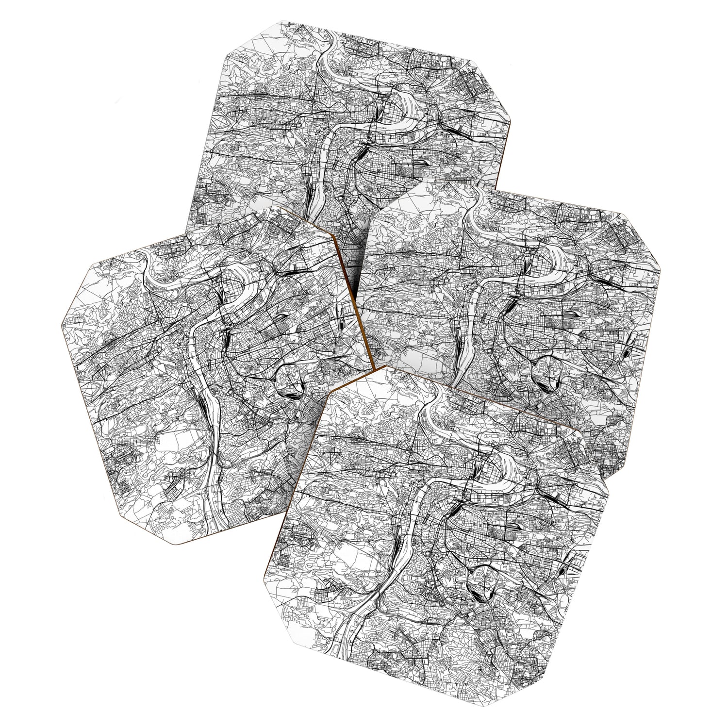 Prague White Map Coaster Gallery Image 1