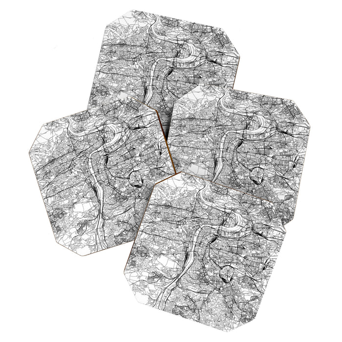 Prague White Map Coaster Gallery Image 1