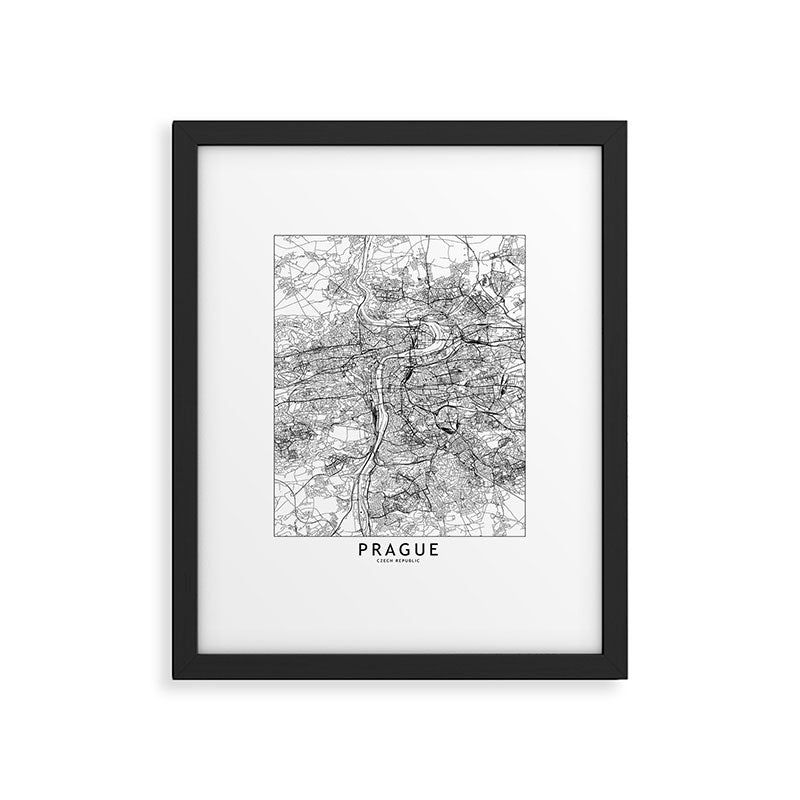 Prague White Map Framed Art Print Gallery Image 5