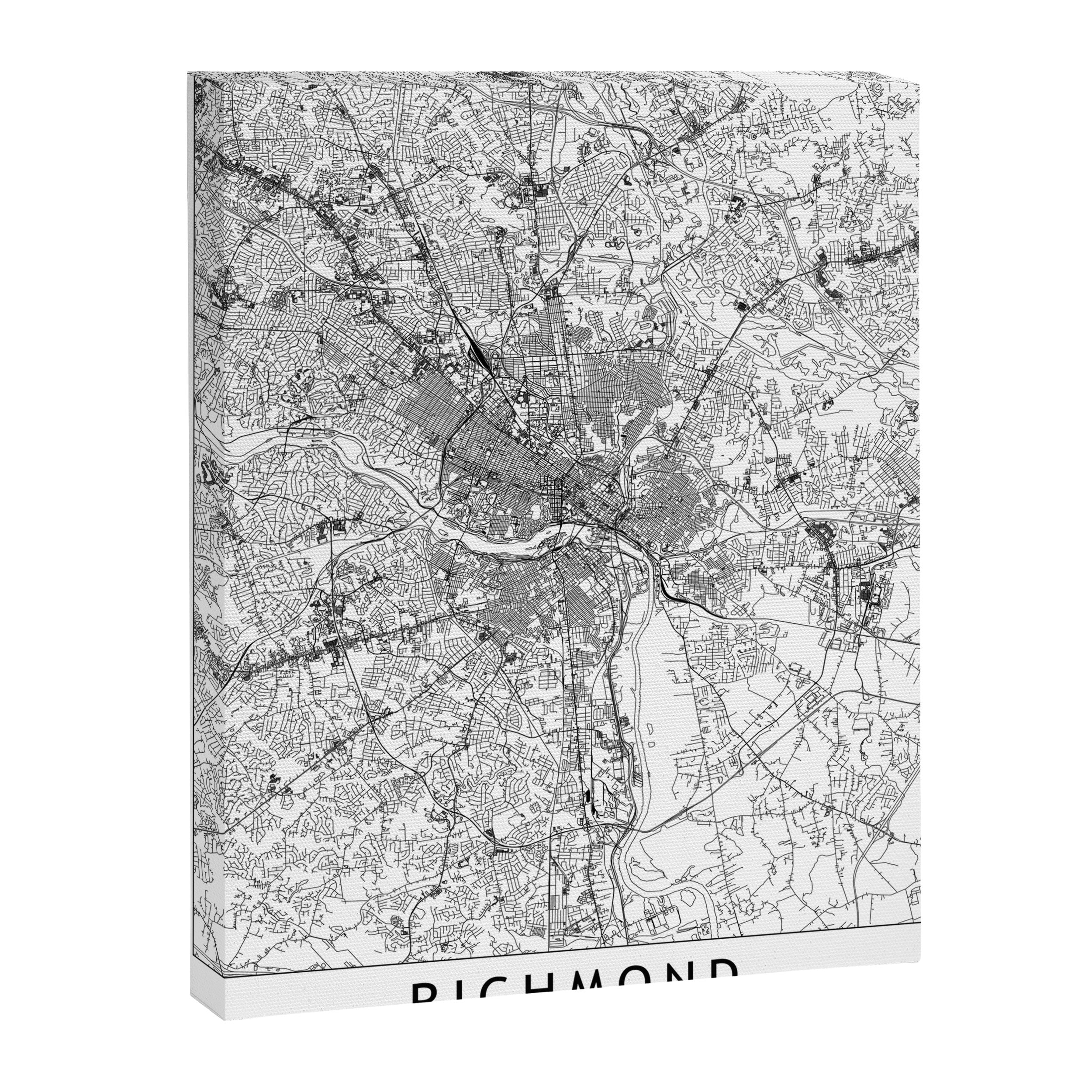 Richmond White Map Canvas Print Gallery Image 6