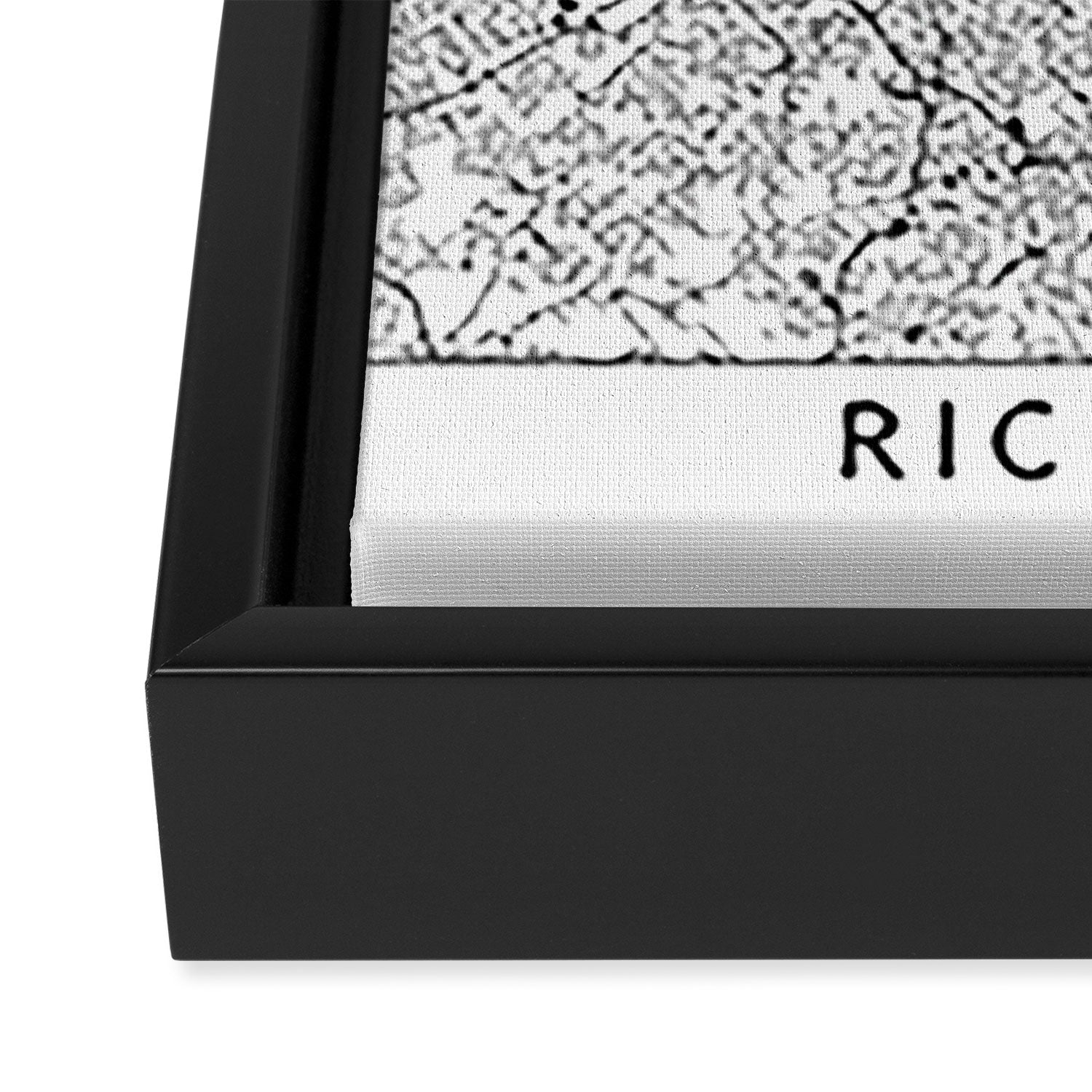 Richmond White Map Framed Canvas Print Gallery Image 3
