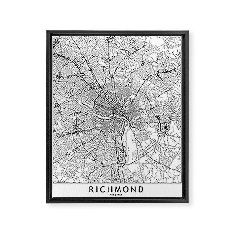 Richmond White Map Framed Canvas Print Gallery Image 6