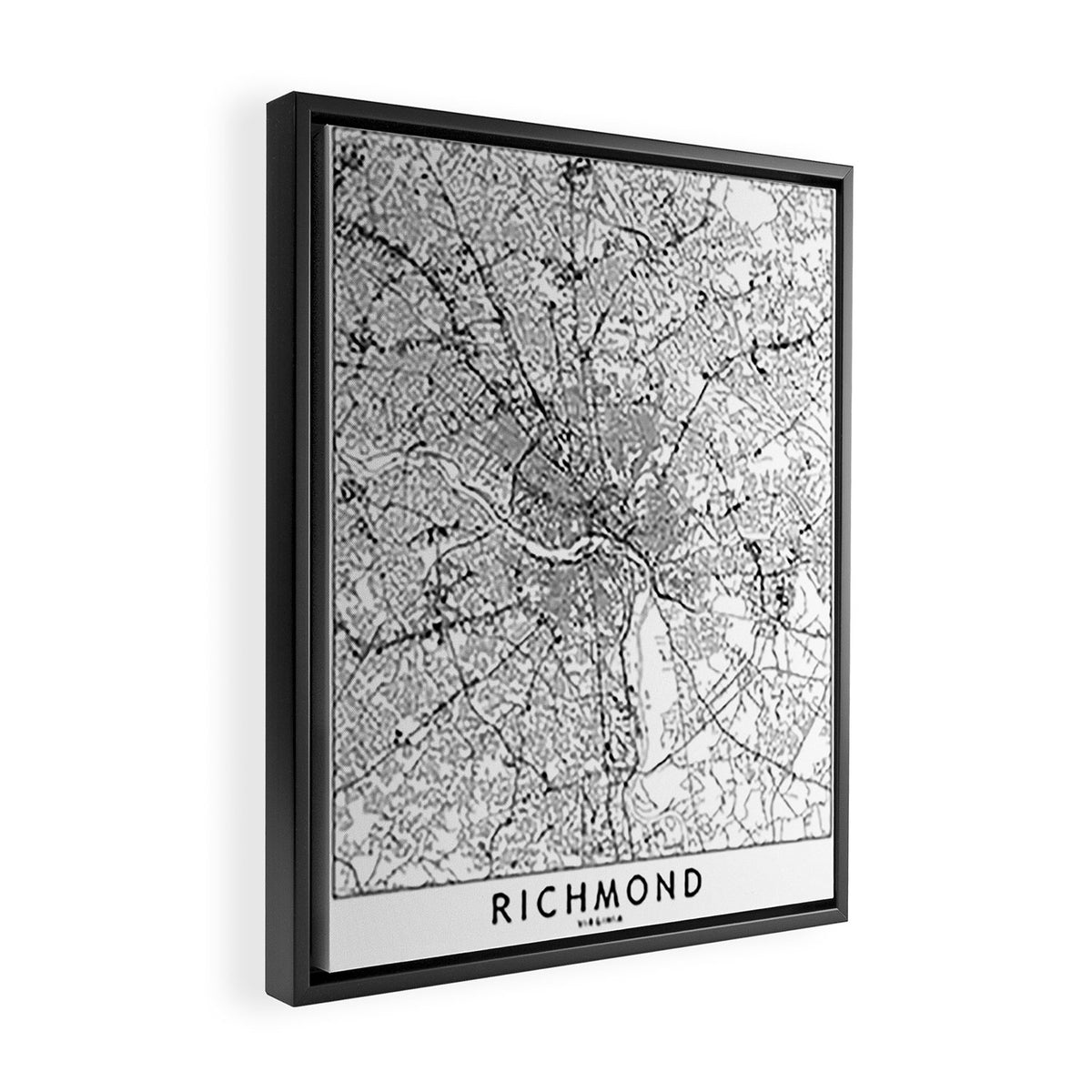 Richmond White Map Framed Canvas Print Gallery Image 2