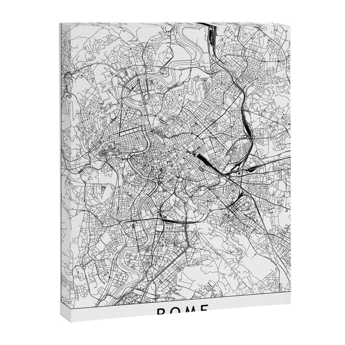 Rome White Map Canvas Print Gallery Image 1