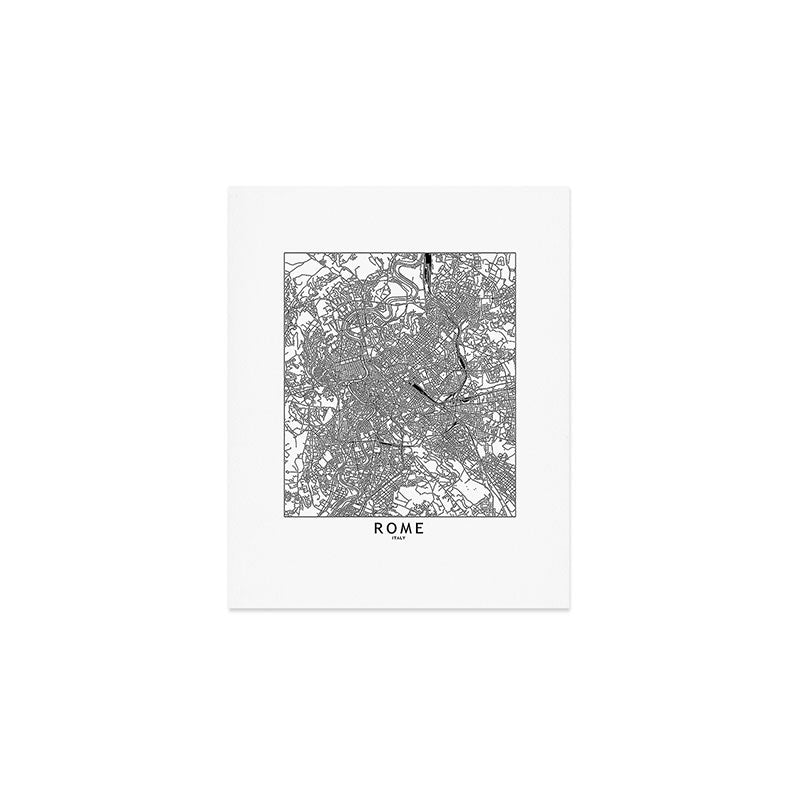 Rome White Map Art Print Gallery Image 1