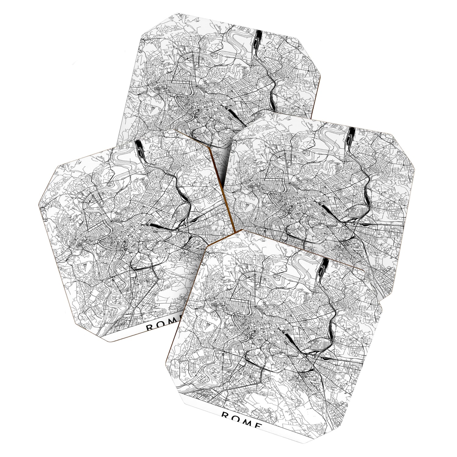Rome White Map Coaster Gallery Image 1
