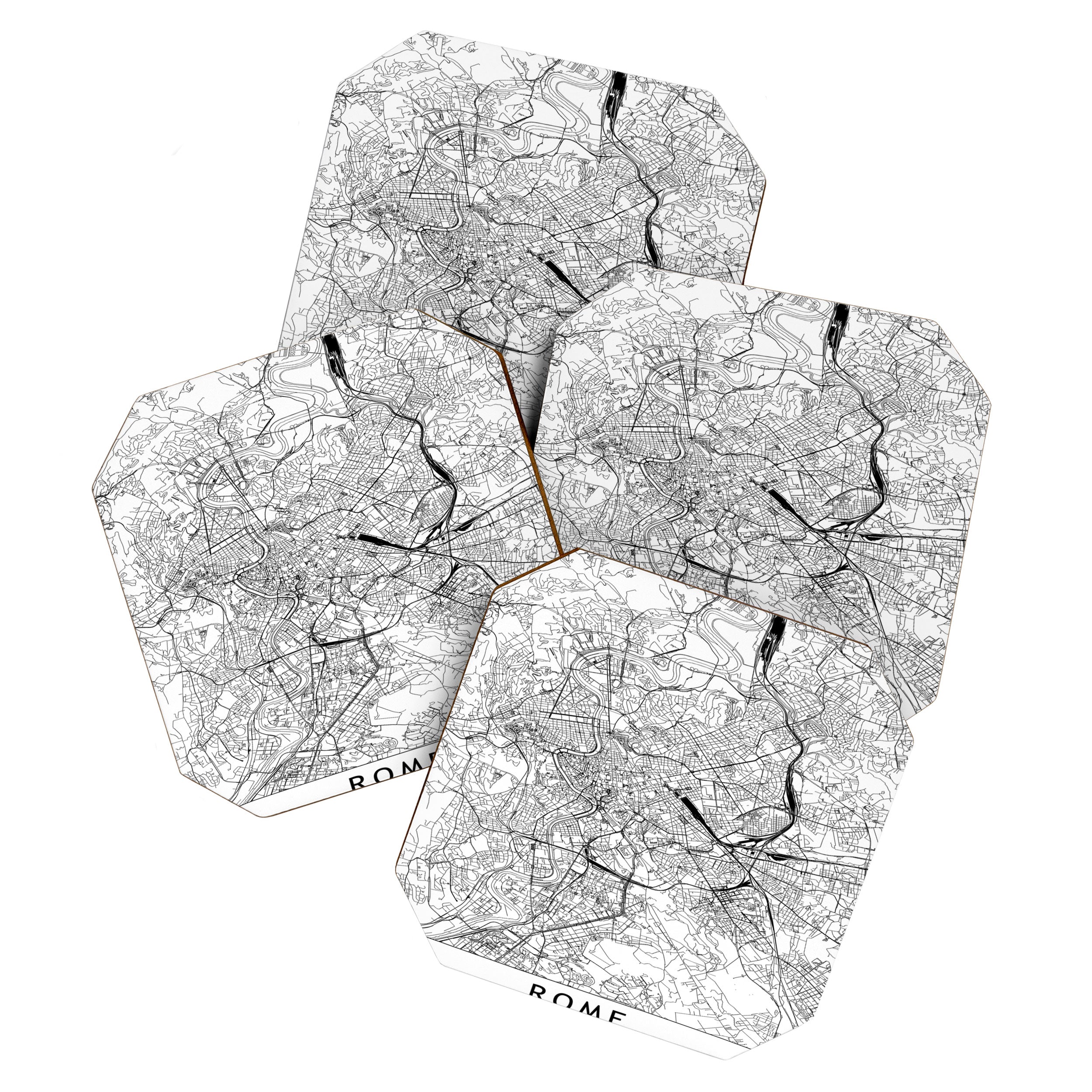 Rome White Map Coaster Gallery Image 1